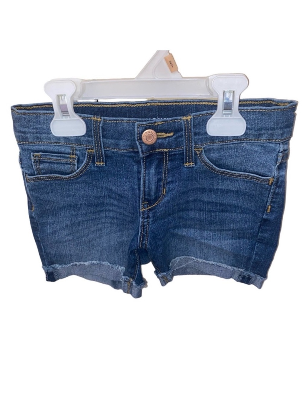 Old Navy Girls Denim Jean Shorts Raw Hem Stretch Size 7
